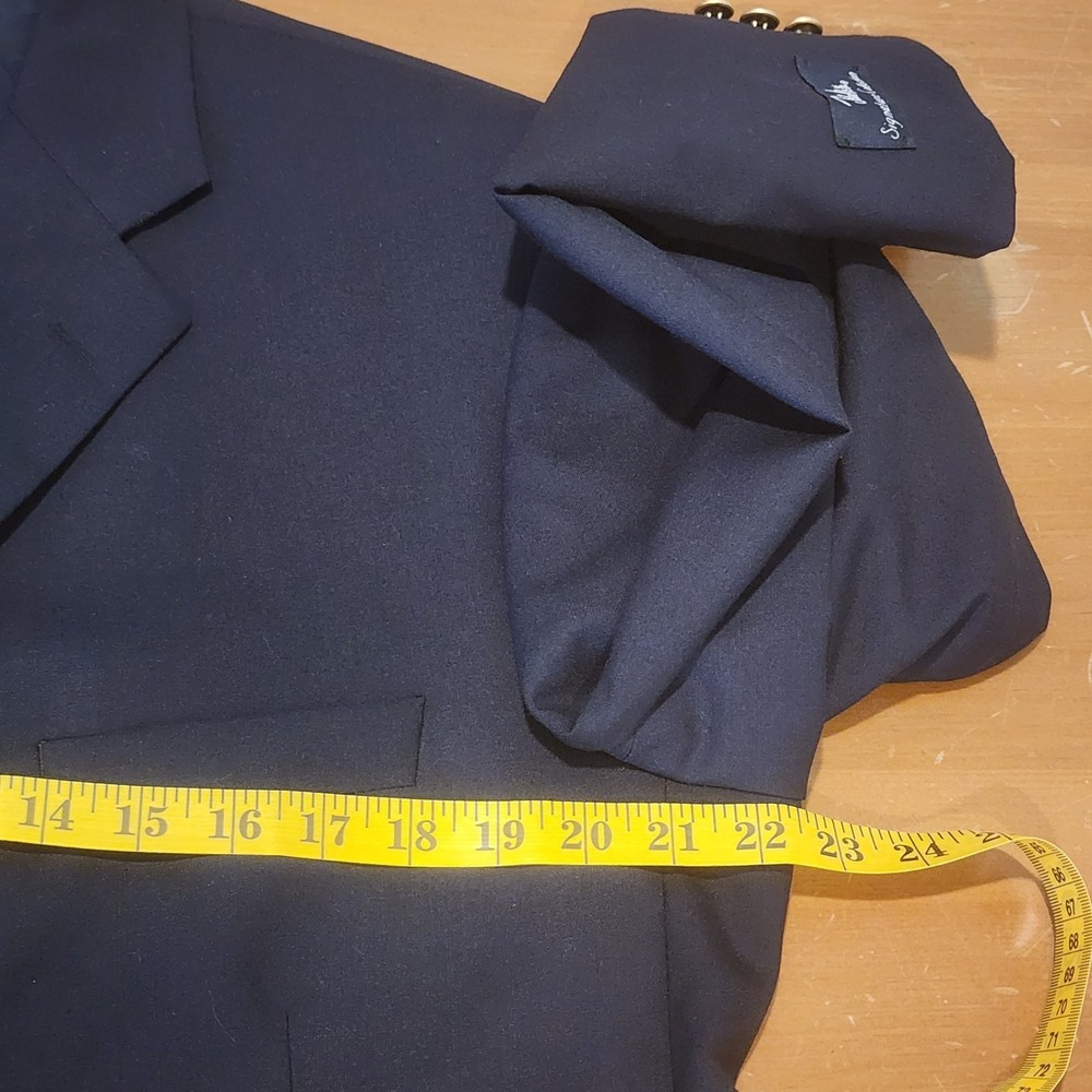 John Weitz Sport Coat Mens 42L Navy Wool Gold Buttons‎ Classic Career Preppy NEW - Picture 9 of 16